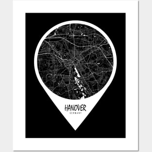 Hanover, England City Map - Travel Pin Posters and Art